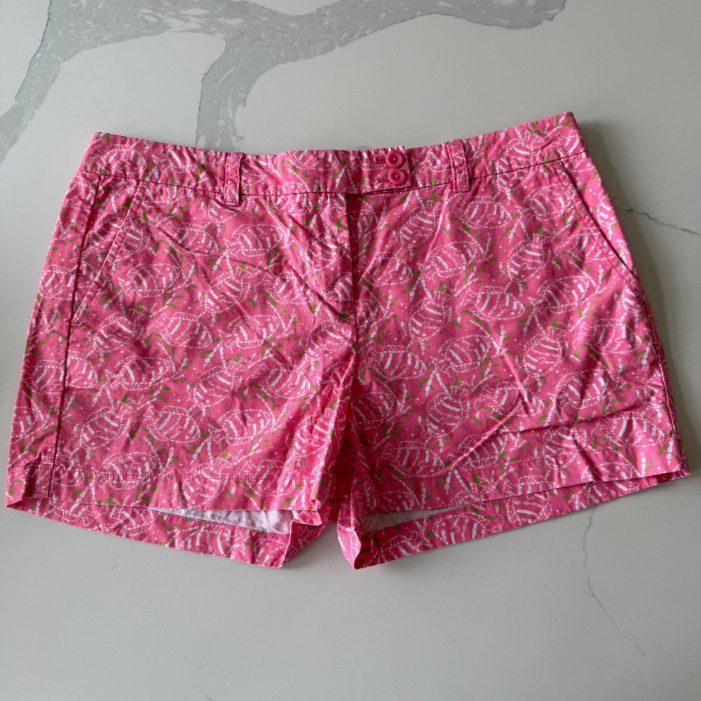 Vineyard Vines Pink Crab Print Chino Shorts Womens Size 10 Preppy Coastal